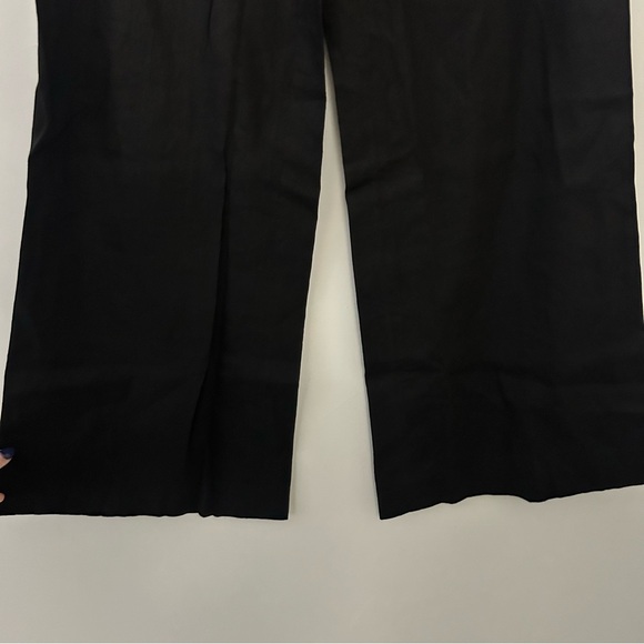 Theory Women’s Black Linen Wide Leg Trouser Pants - Picture 5 of 8